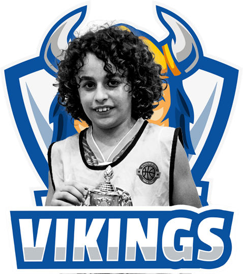 vikings basketball player with a trophy